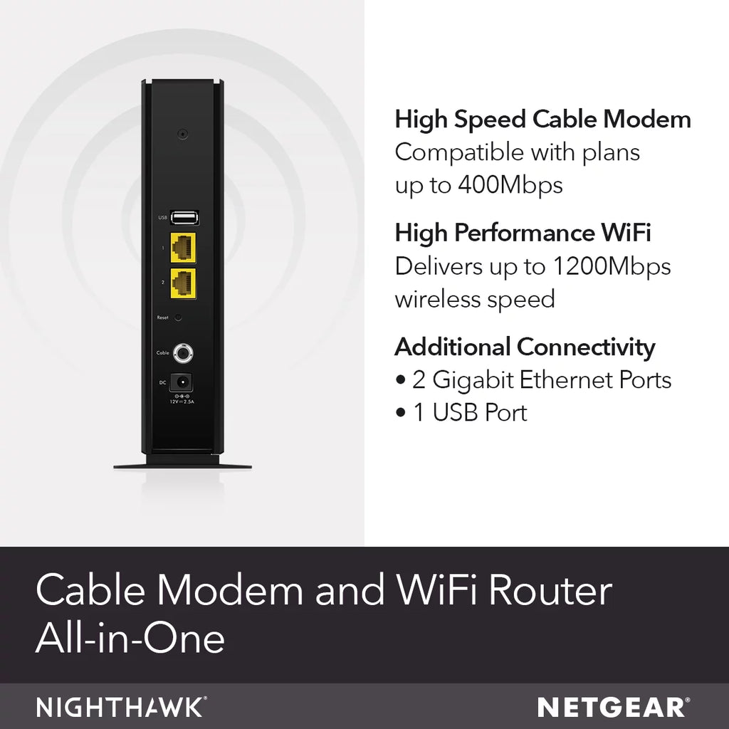 AC1200 DOCSIS 3.0 Cable Modem + WiFi Router W510