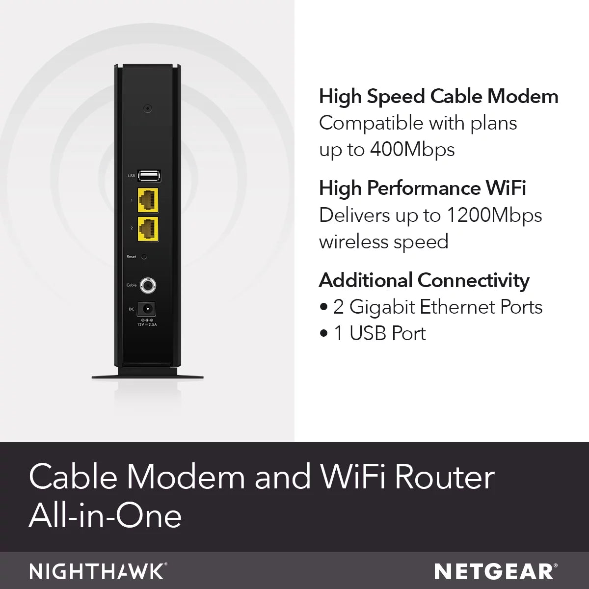 AC1200 DOCSIS 3.0 Cable Modem + WiFi Router W510