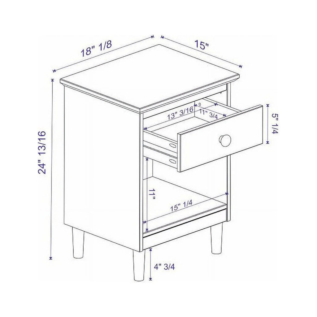 Solid Wood Nightstand Set of 2 T415026