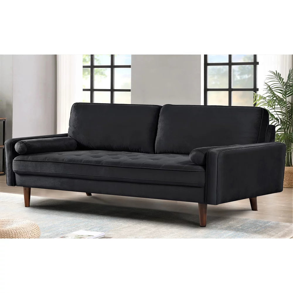 Black Velvet Tufted Sofa B519