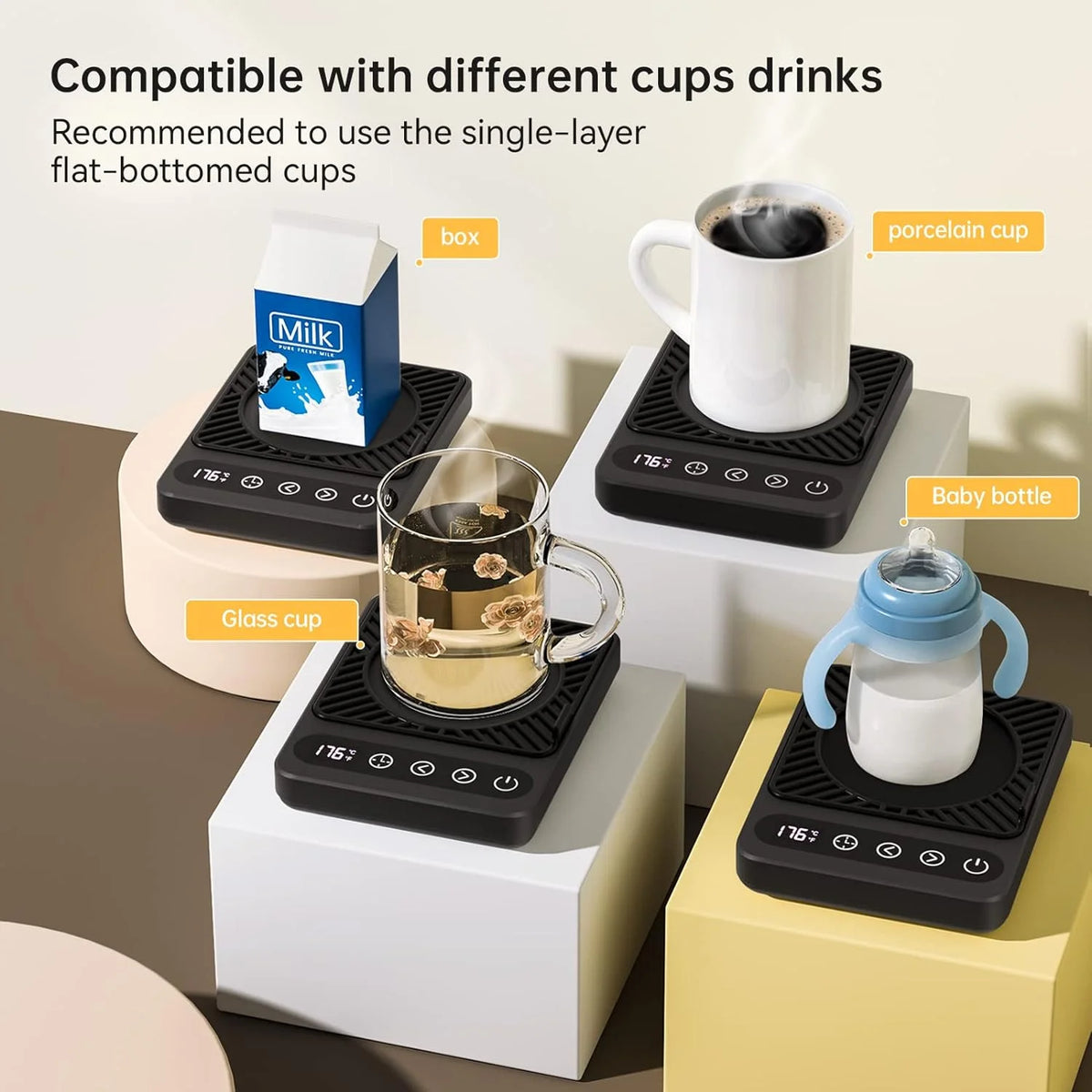 Coffee Mug Warmer with 6 Temp Settings, Black I62981