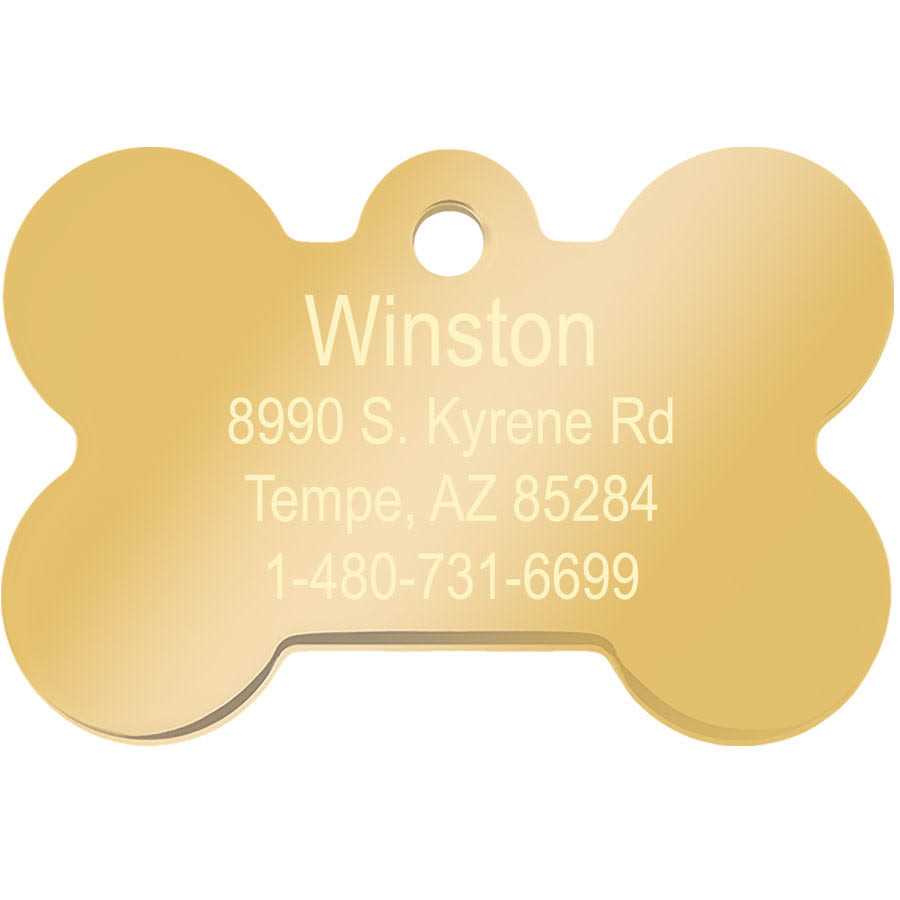 Small Bone Shape Pet ID Tag with Gold Detail X292