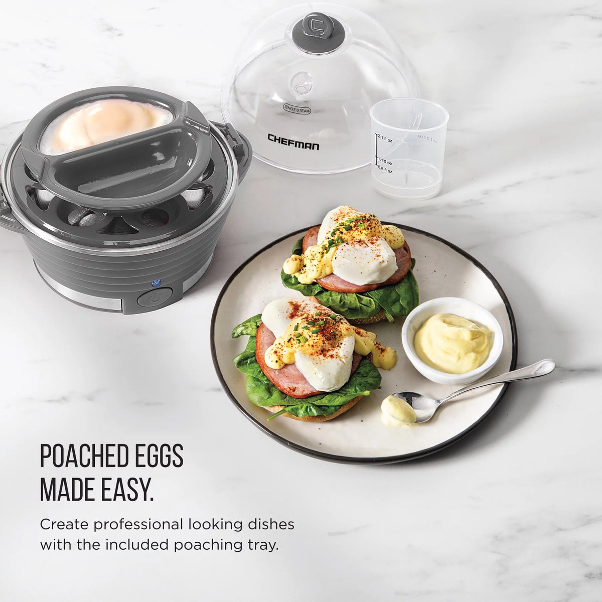 Electric Rapid Egg Cooker 6 Eggs Poaching Omelet Tray Grey W95882