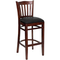 Mahogany Wood Barstool with Black Vinyl Seat E5696