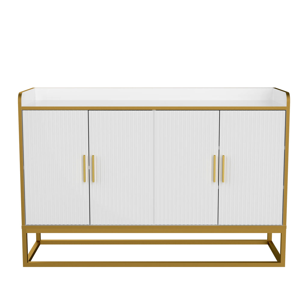 White Gloss Storage Cabinet with Metal Legs M3659