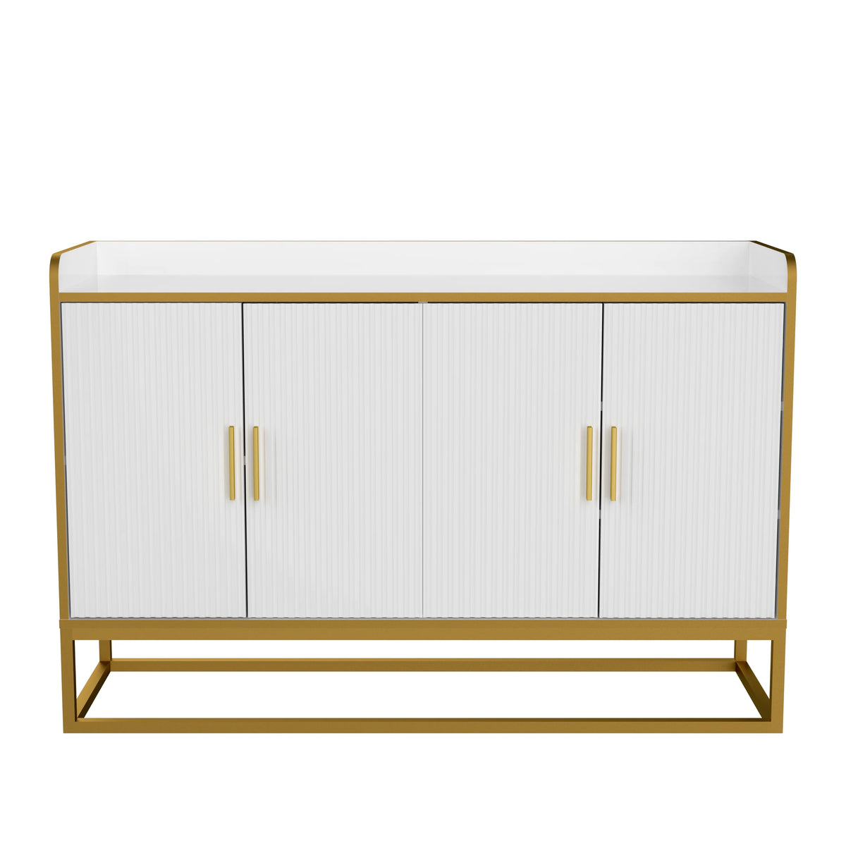 White Gloss Storage Cabinet with Metal Legs M3659