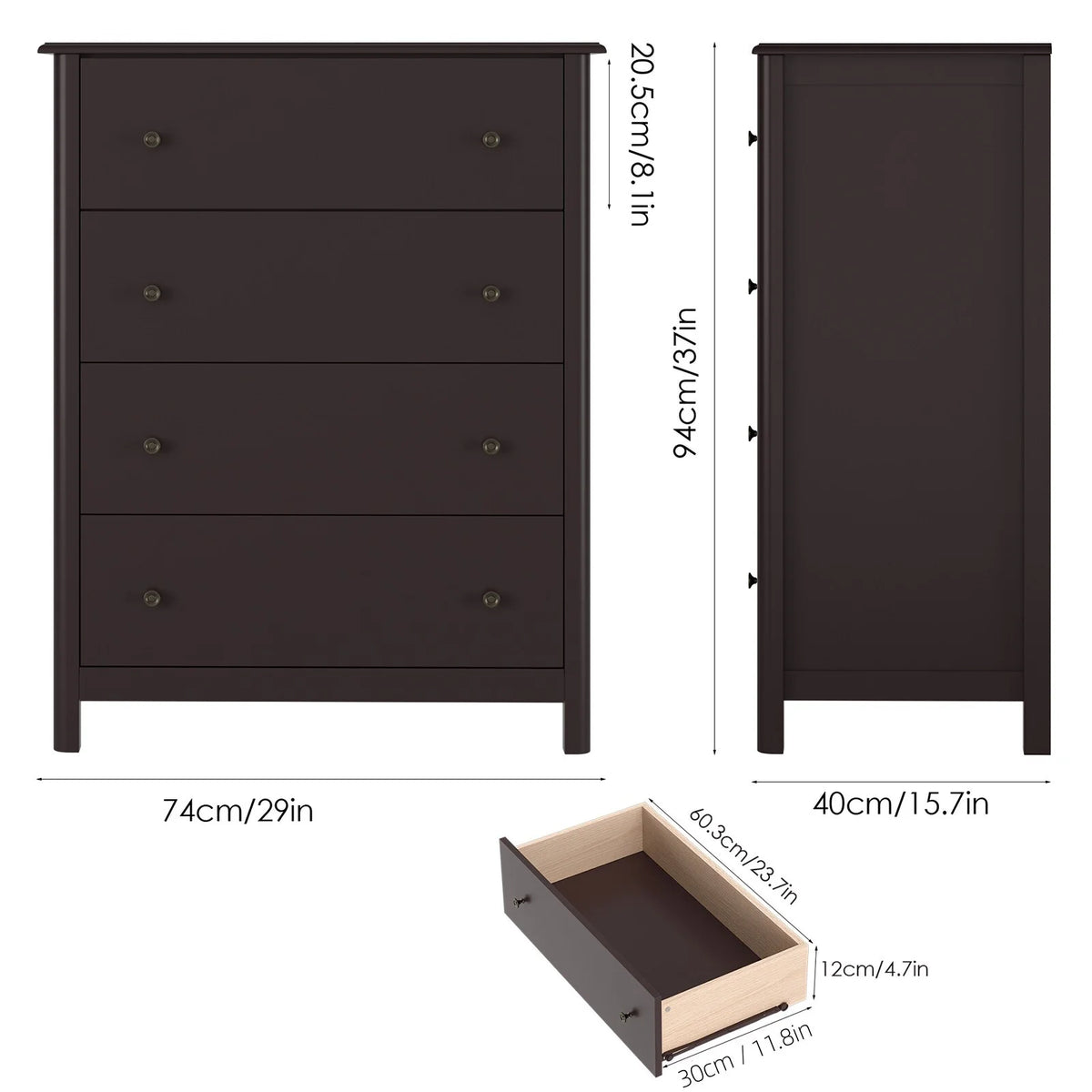 White 4 Drawer Dresser K423