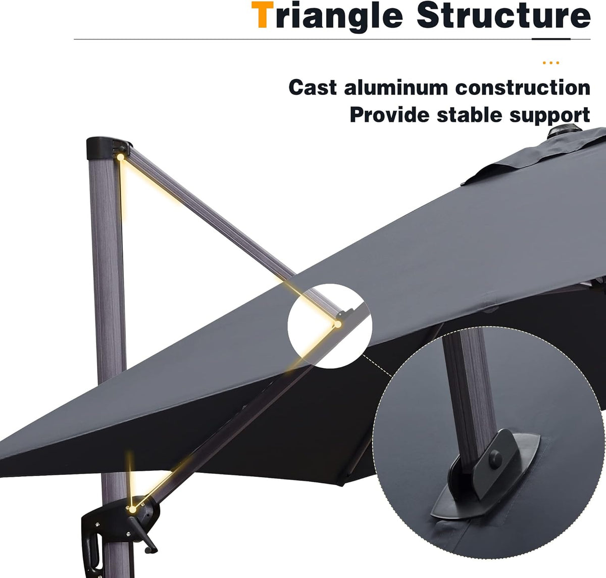10 FT Square Wind Resistant Cantilever Patio Umbrella N29825