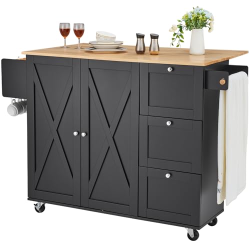 White Rolling Kitchen Island Cart with Storage Cabinet and Drawer Y393064