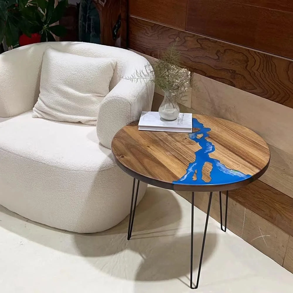 Round Teak Wood Resin Coffee Table G755