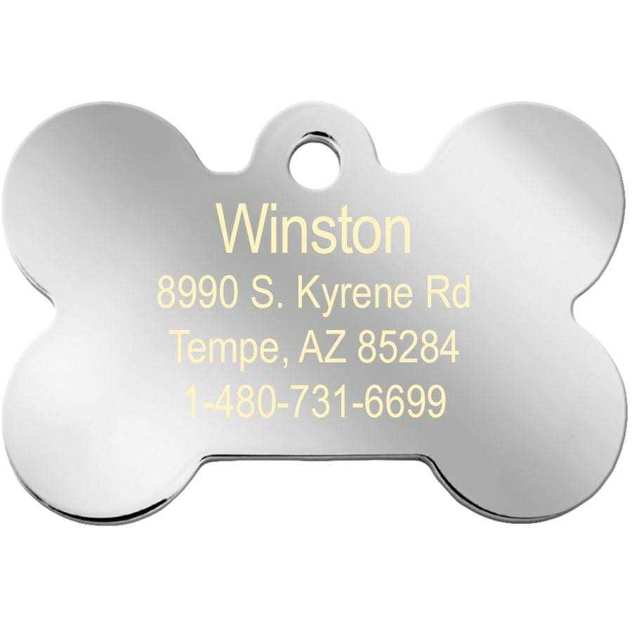 Small Bone Shape Pet ID Tag with Gold Detail X292