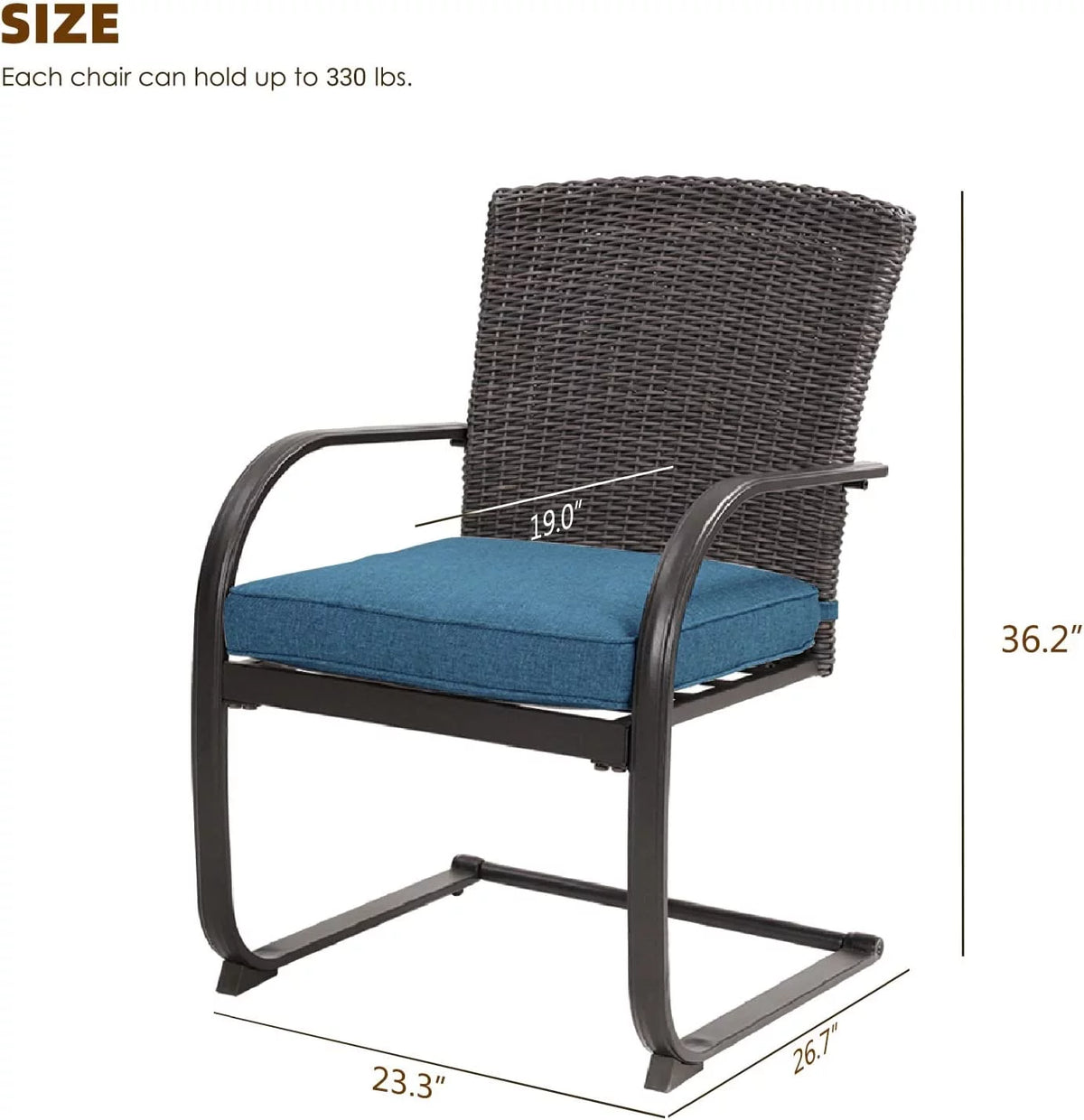 2 Piece Outdoor Wicker Dining Chairs Set of 2 with Cushions K818878
