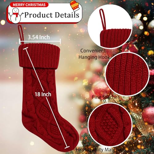 18" Cable Knit Christmas Stockings 6-Pack H947