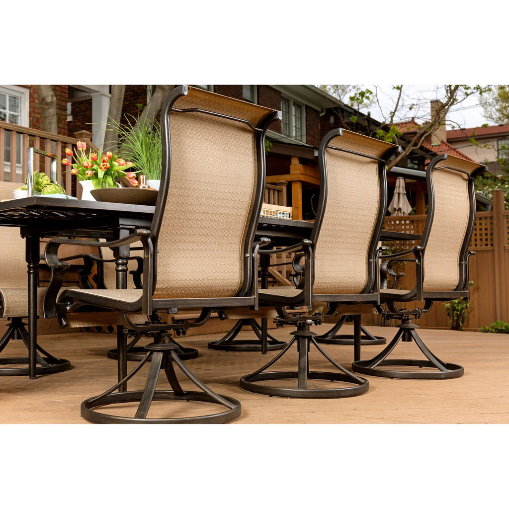 9-Piece Dining Set with Expandable Table and 8 Swivel Rockers Y349740