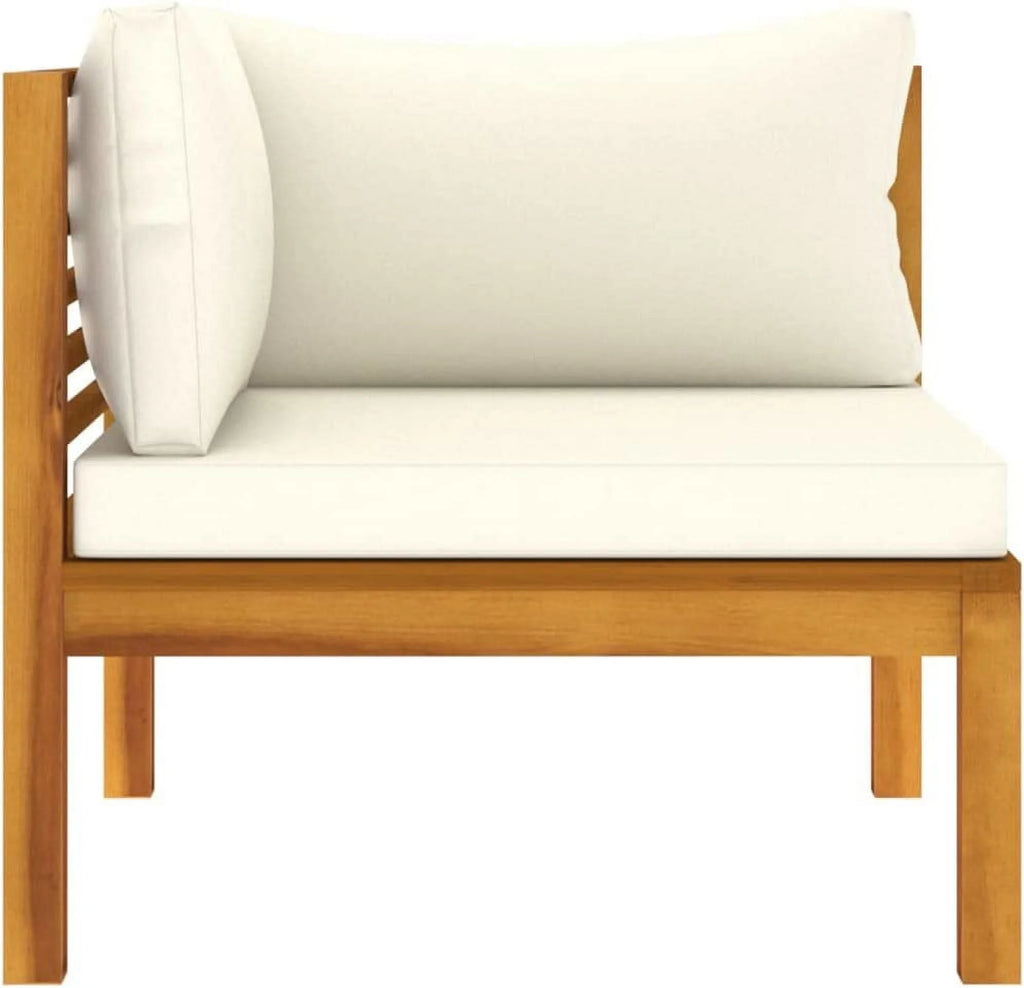 Patio Chairs with Tea Table and Cushions Solid Acacia Wood A686182