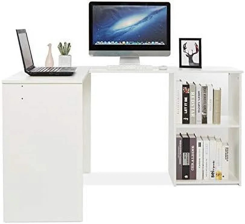 L Shaped Corner Desk Computer Workstation White H380