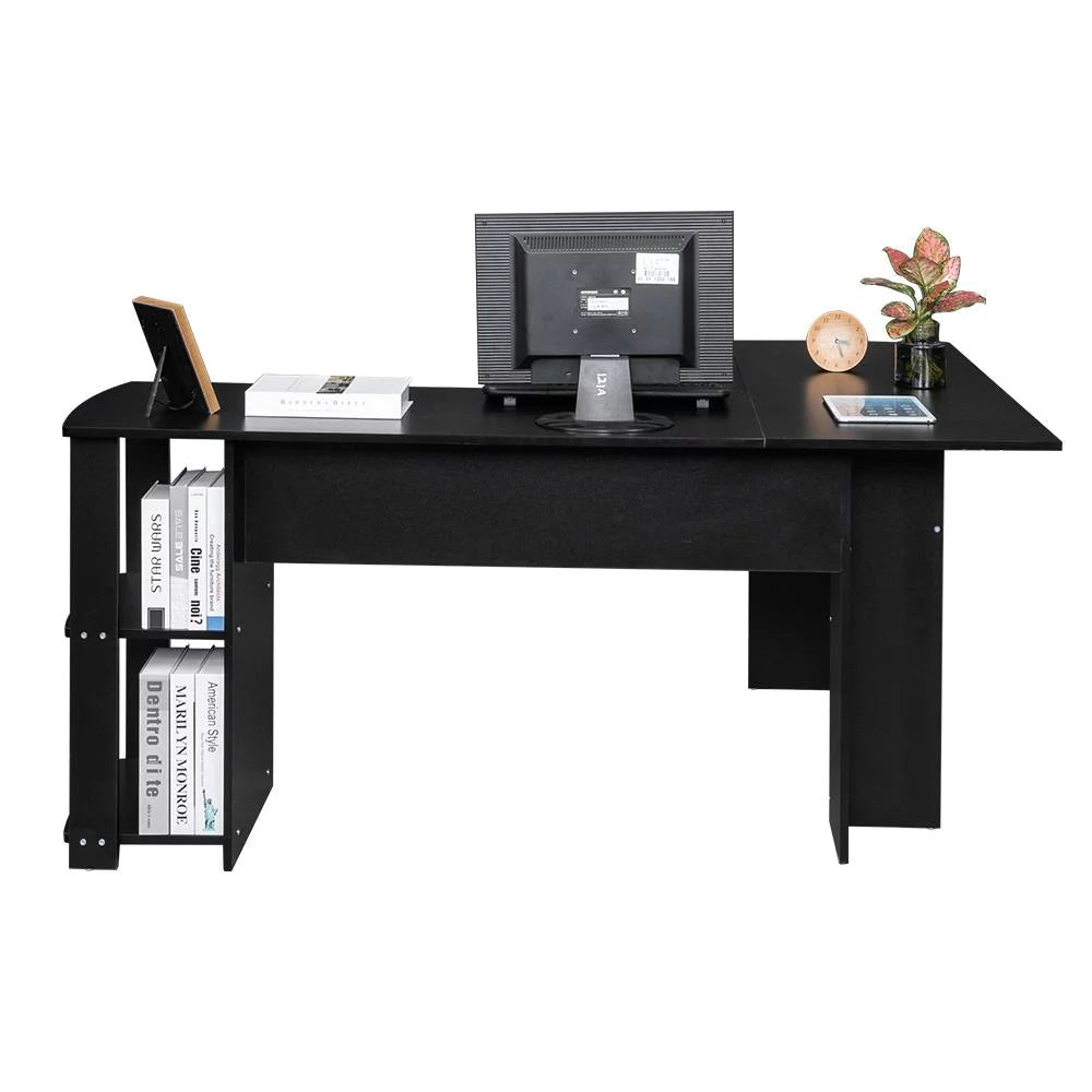L Shaped Wood Corner Desk with Bookshelves B770732