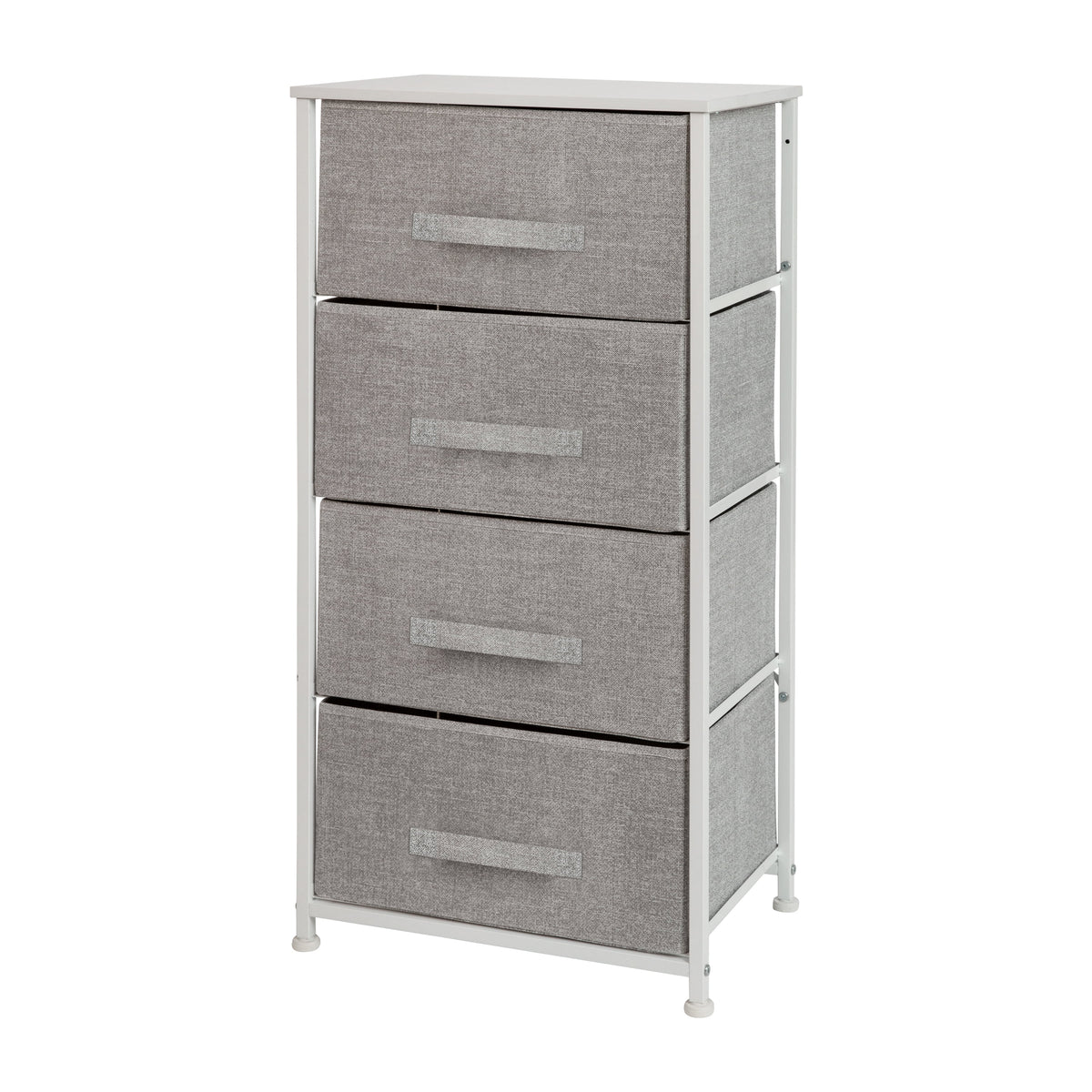White Metal Frame 4 Gray Fabric Drawers Dresser S393638
