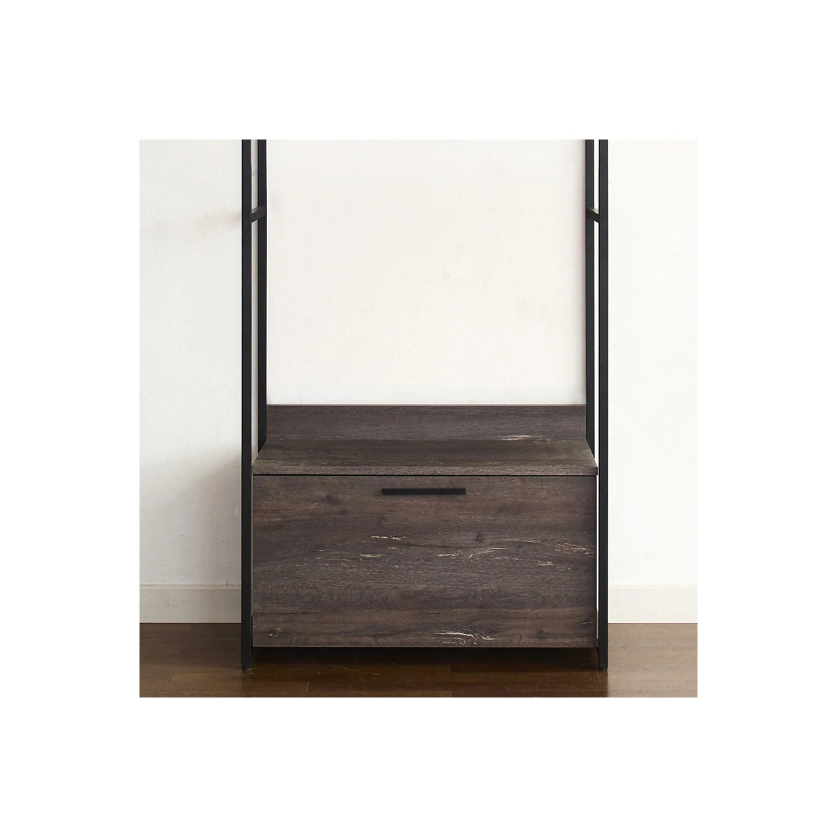 Wood and Metal Walk-in Closet with 1-Drawer in Rustic Gray D57445