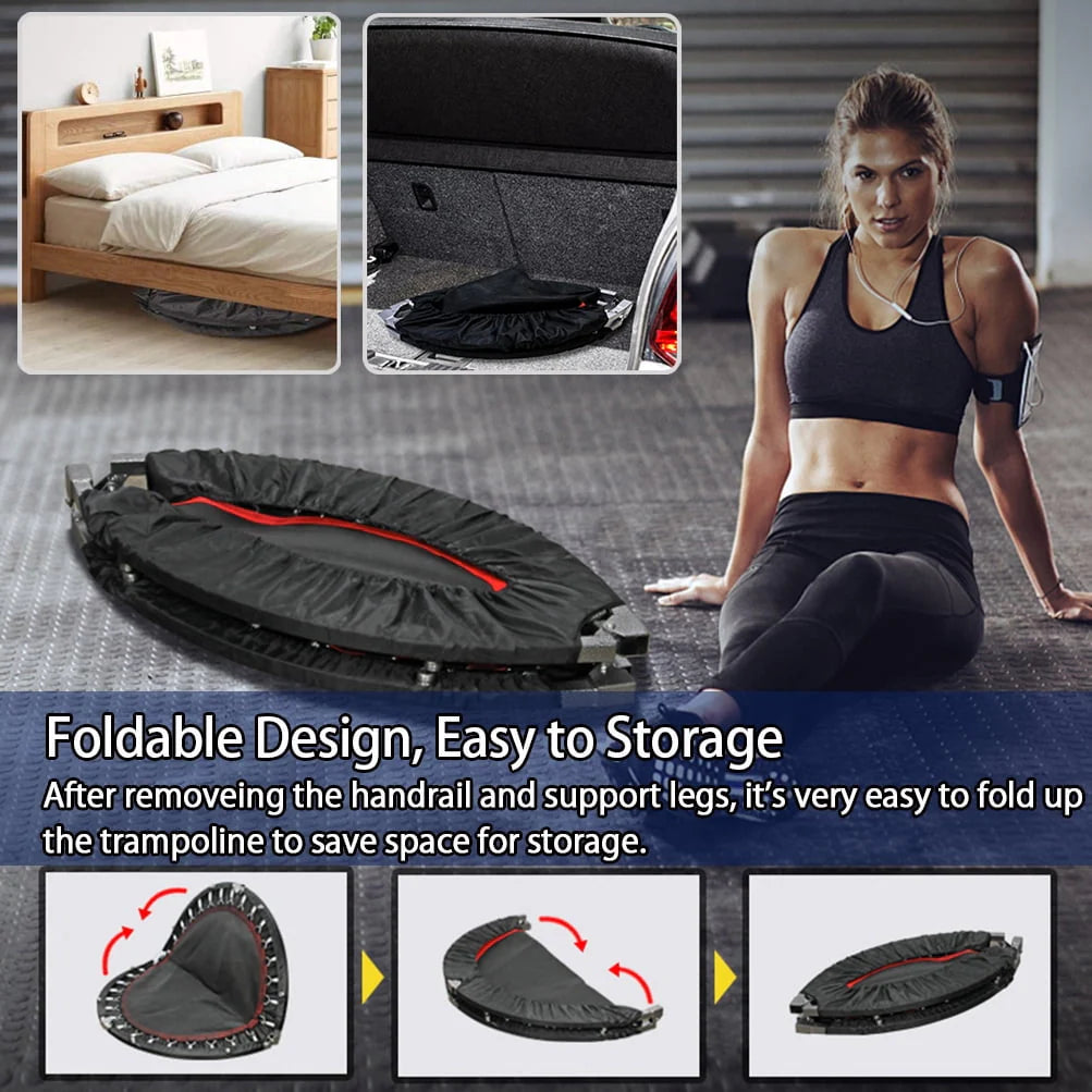 48'' Black Foldable Mini Fitness Trampoline with Handle O78415