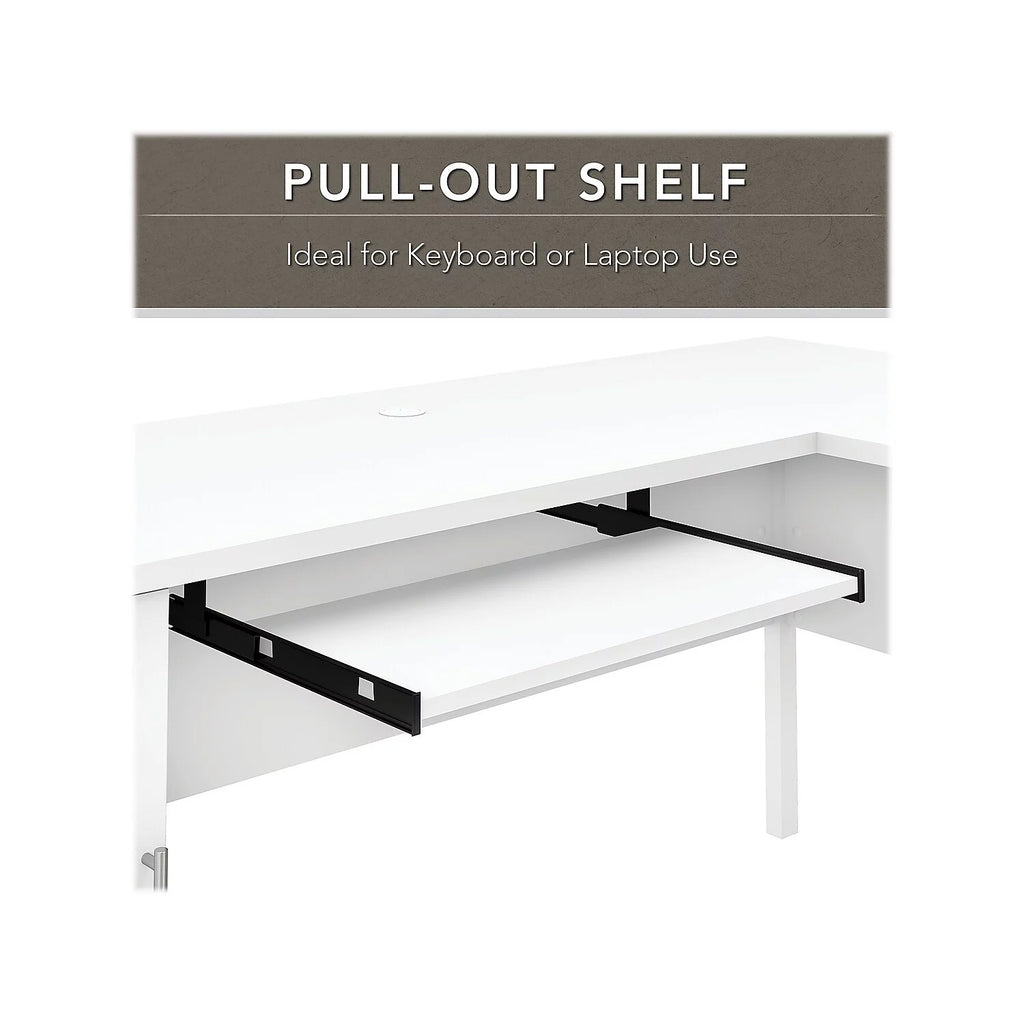 White L Shaped Desk with Hutch and Bookcase T837
