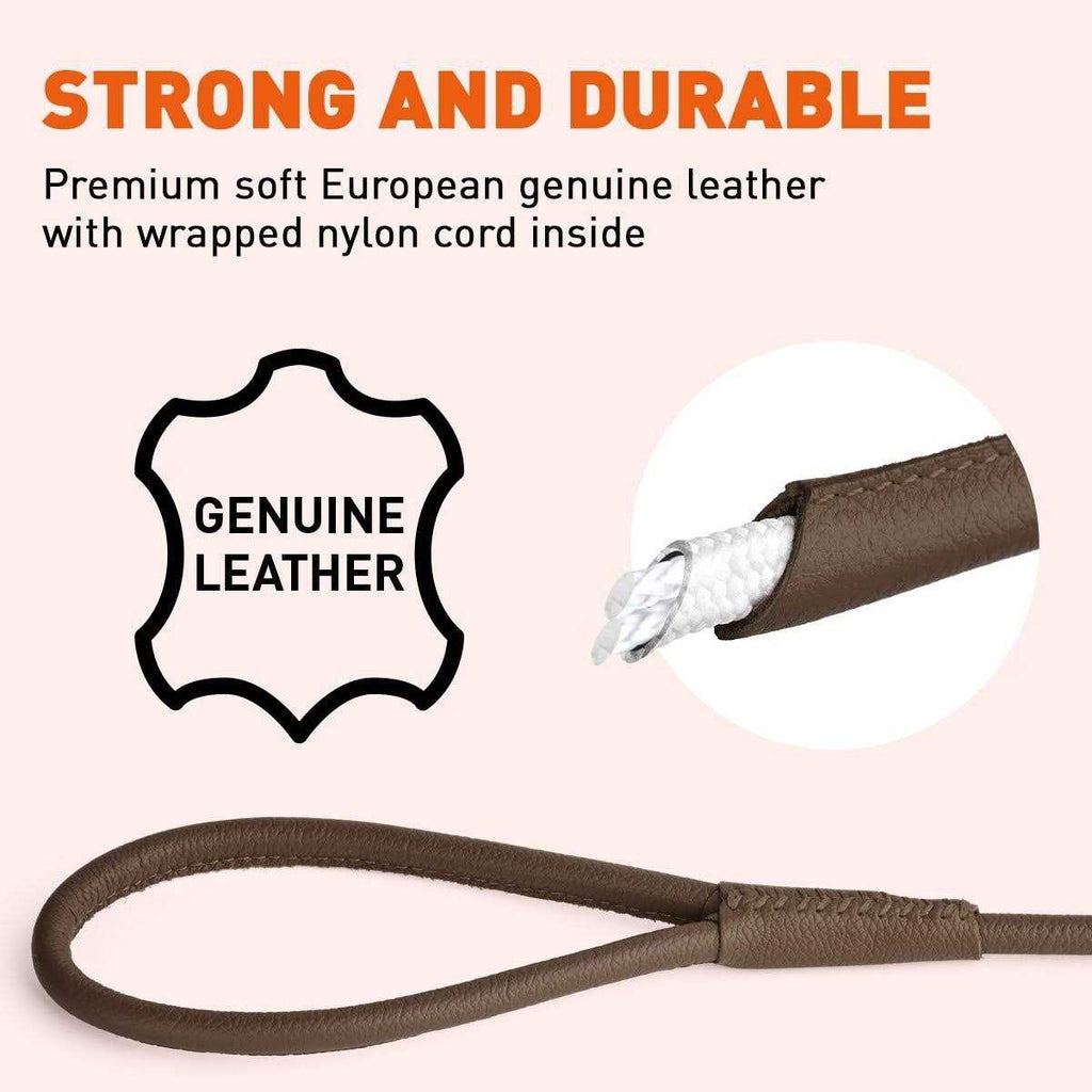 Soft Leather Round Leash W500498