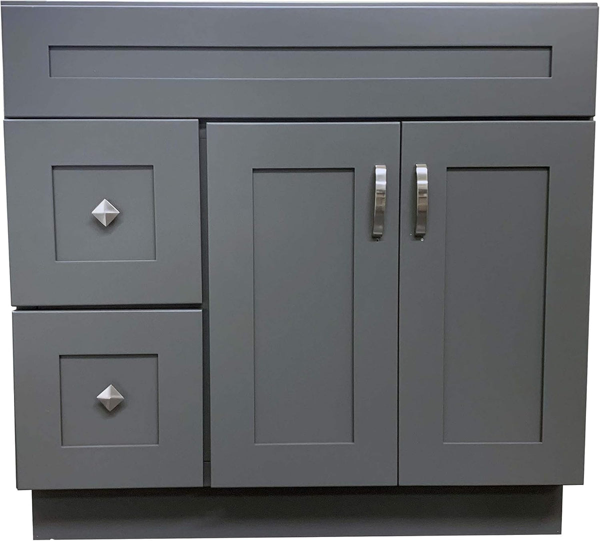 Grey Shaker Single-Sink Bathroom Vanity Base Cabinet 36 Wide x 21 Deep U298