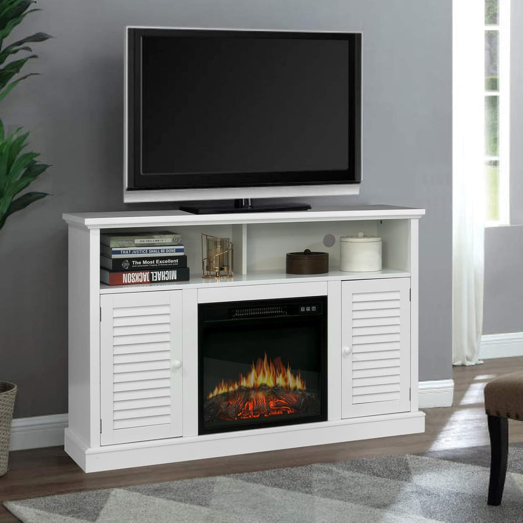 Electric Fireplace TV Stand for TVs Up to 65 with Barn Door Storage Cabinet C483222