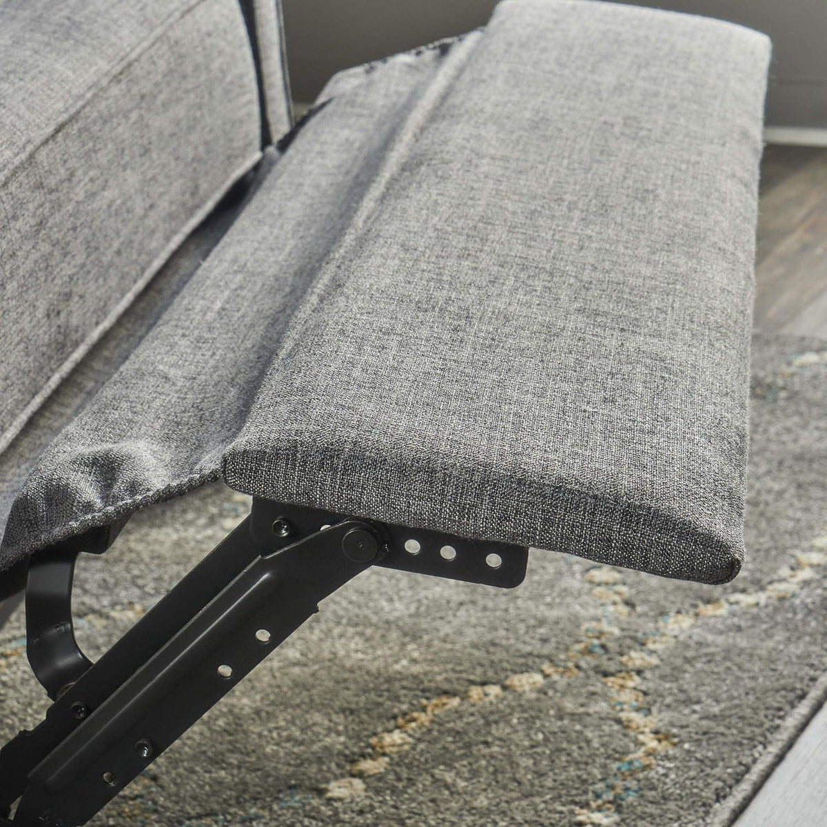 Grey Black Fabric Reclining Loveseat W4732