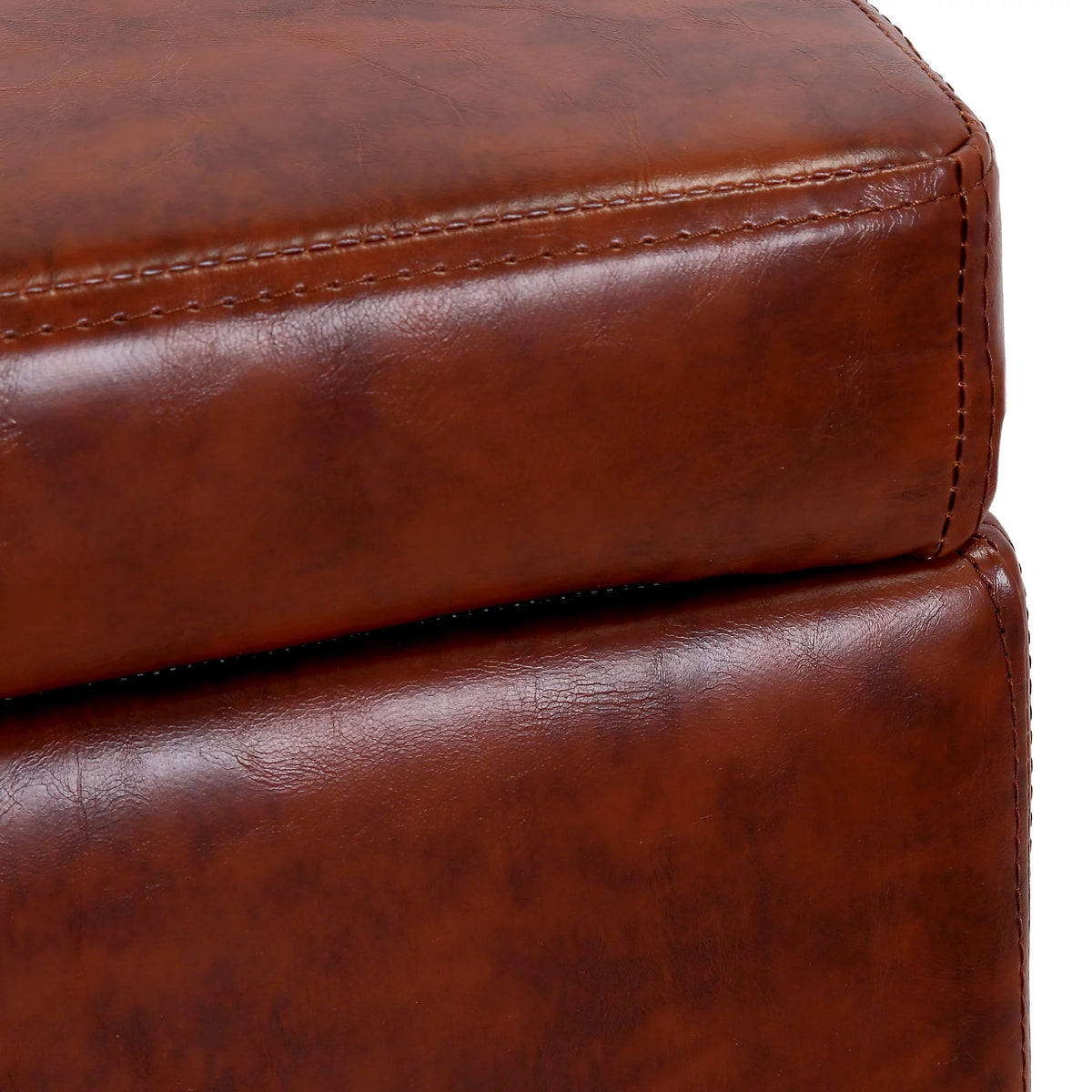 Brown Faux Leather Storage Ottoman Bench E409