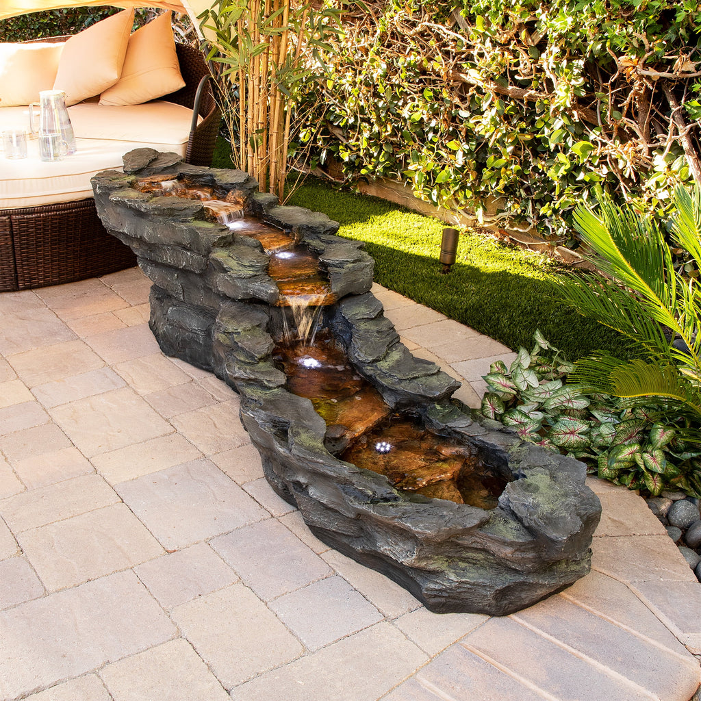 76" Outdoor Tiering Water Fountain with LED Lights Z683508