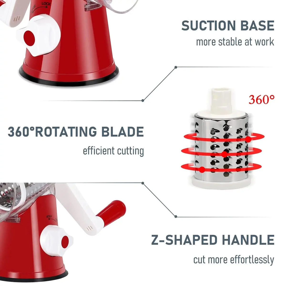 Manual Vegetable Slicer and Grater with 3 Interchangeable Blades C893750