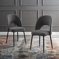 Black Charcoal Upholstered Fabric Dining Side Chair Set of 2 L89932