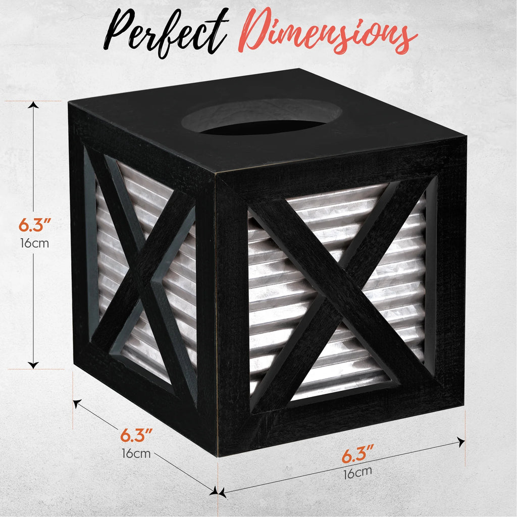 Black Galvanized Square Tissue Box Cover C9631