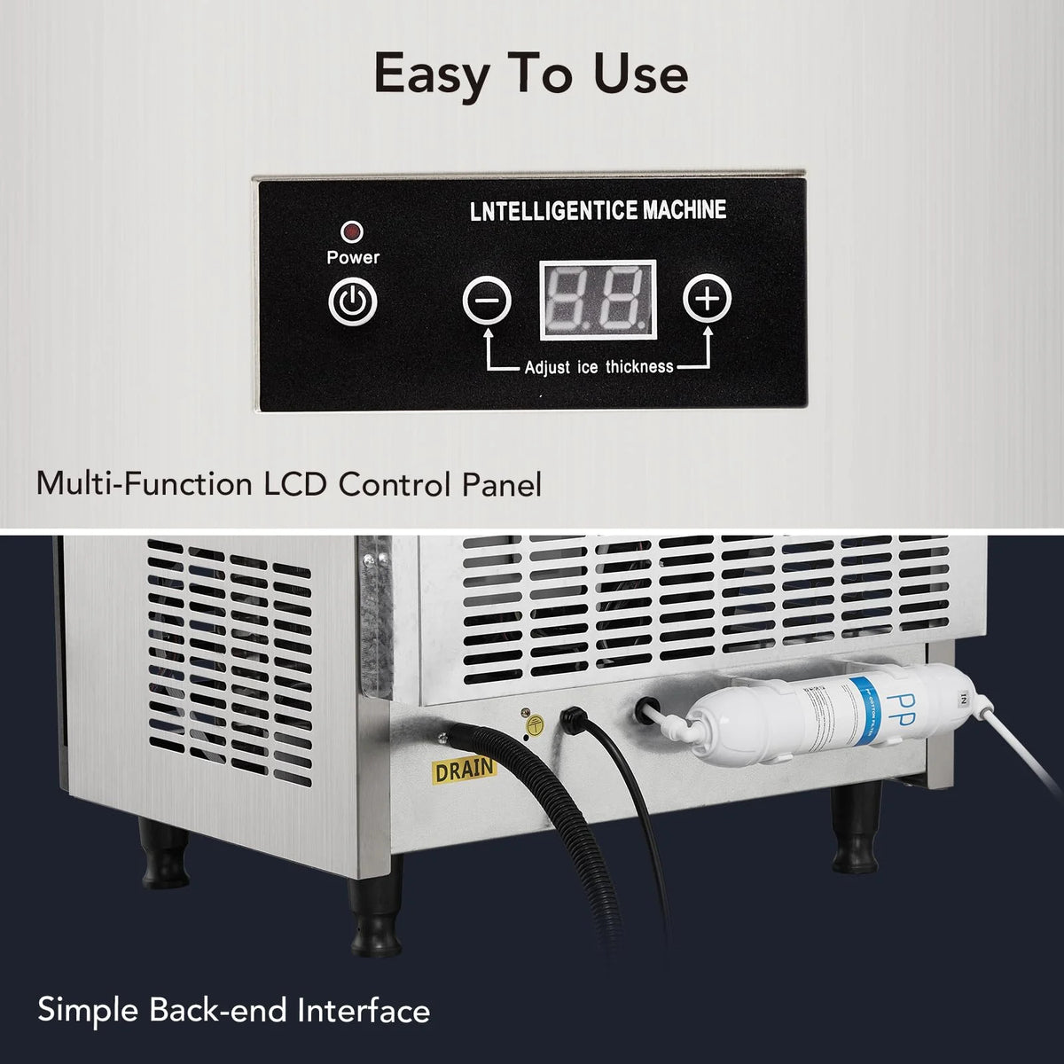 Commercial Stainless Steel Ice Maker Machine with 33lbs Ice Storage Capacity P6671