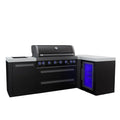 Black Stainless Steel Island Grill with 90 Degree Corner and Fridge Cabinet G2784