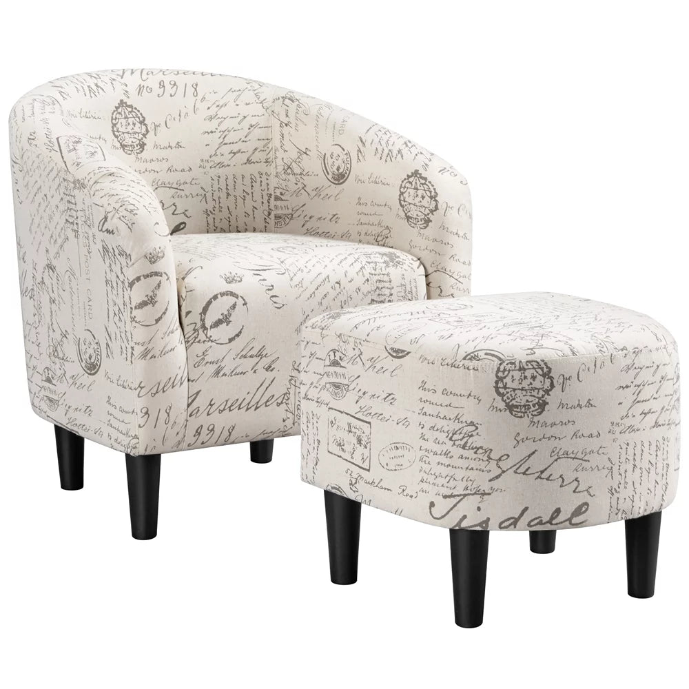 Fabric Accent Arm Chair and Ottoman Set B564