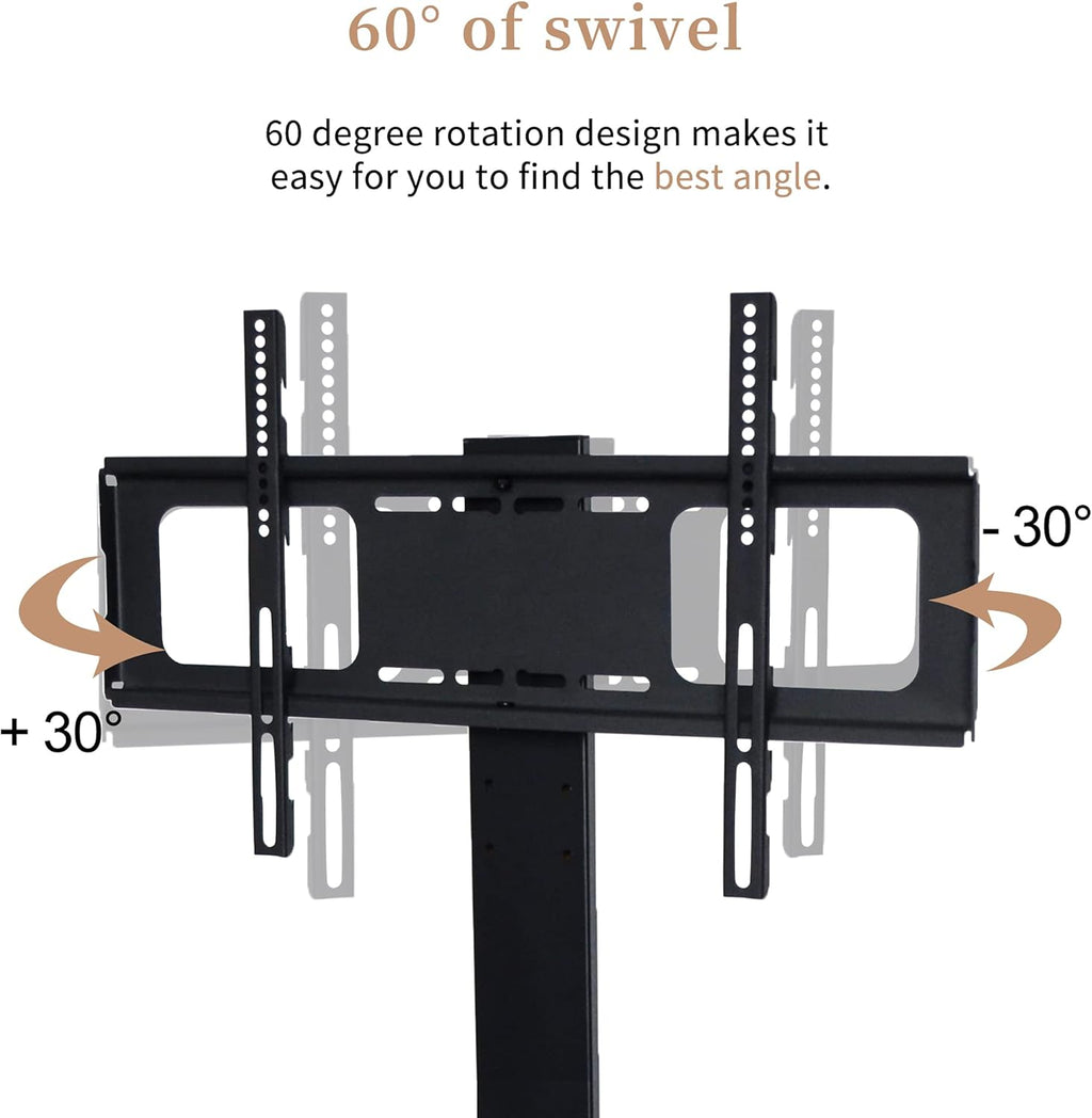 Angle and Height Adjustable Swivel TV Stand with Shelves K78920
