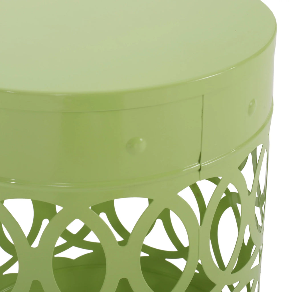 Green Metal Outdoor Side Tables, Set of 2 E913
