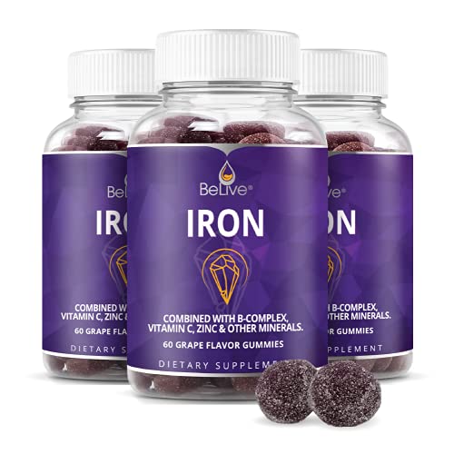 Iron Supplement with Vitamin C, A, B & Zinc, Grape Flavor, 3-Pack R61966
