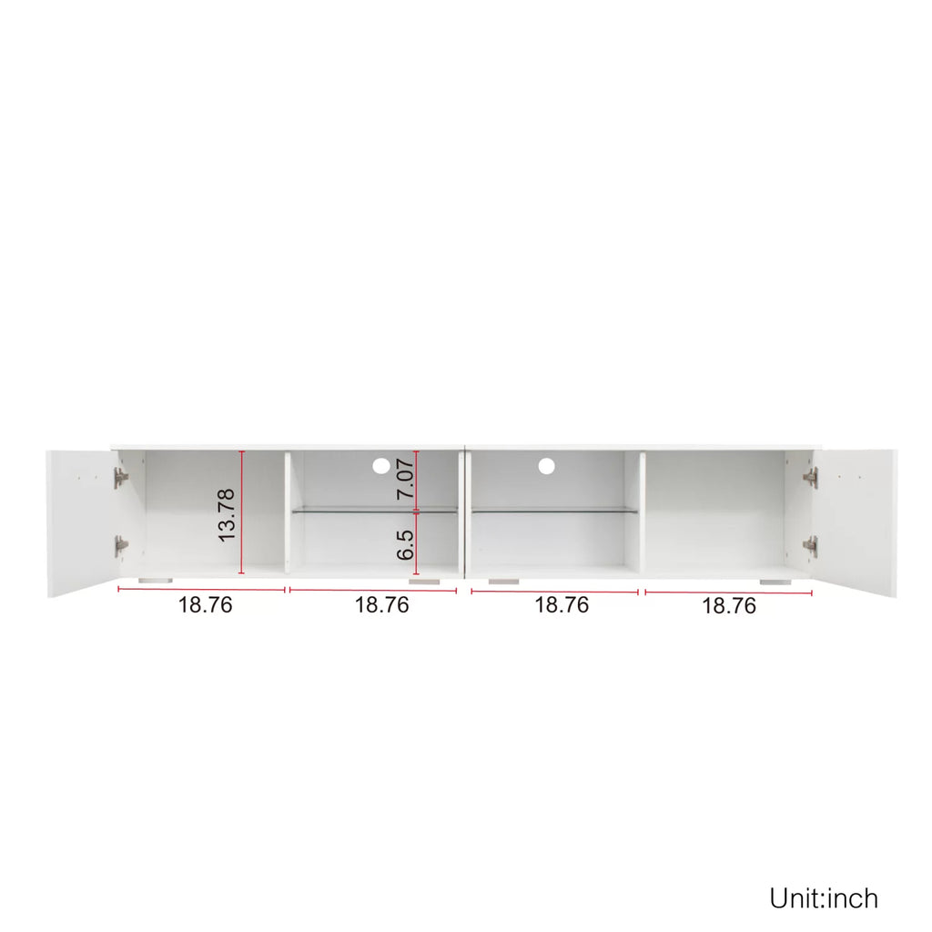 White TV Stand with Double Aluminum Lamp G89147