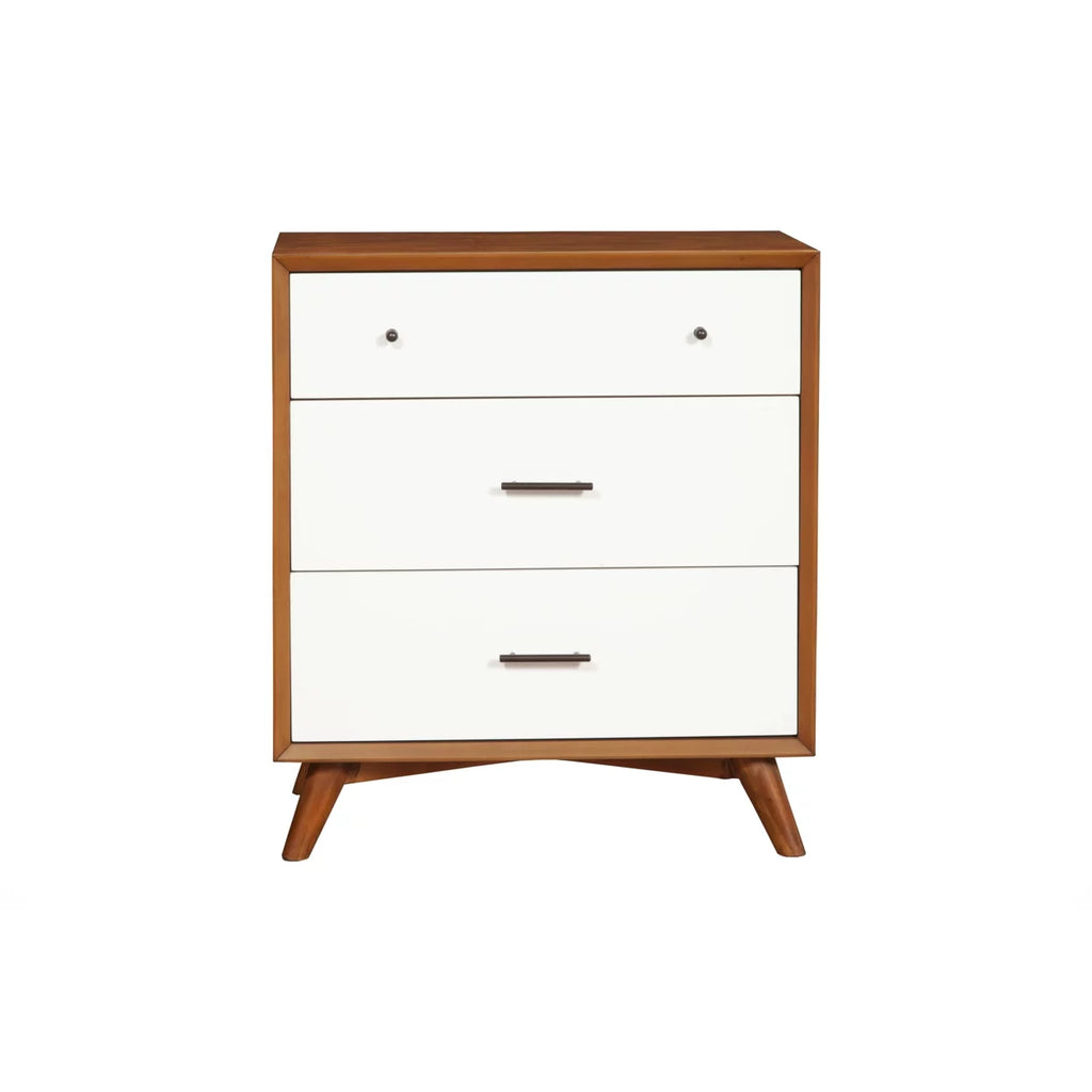 Wooden Chest with Three Drawers Brown and White K8149