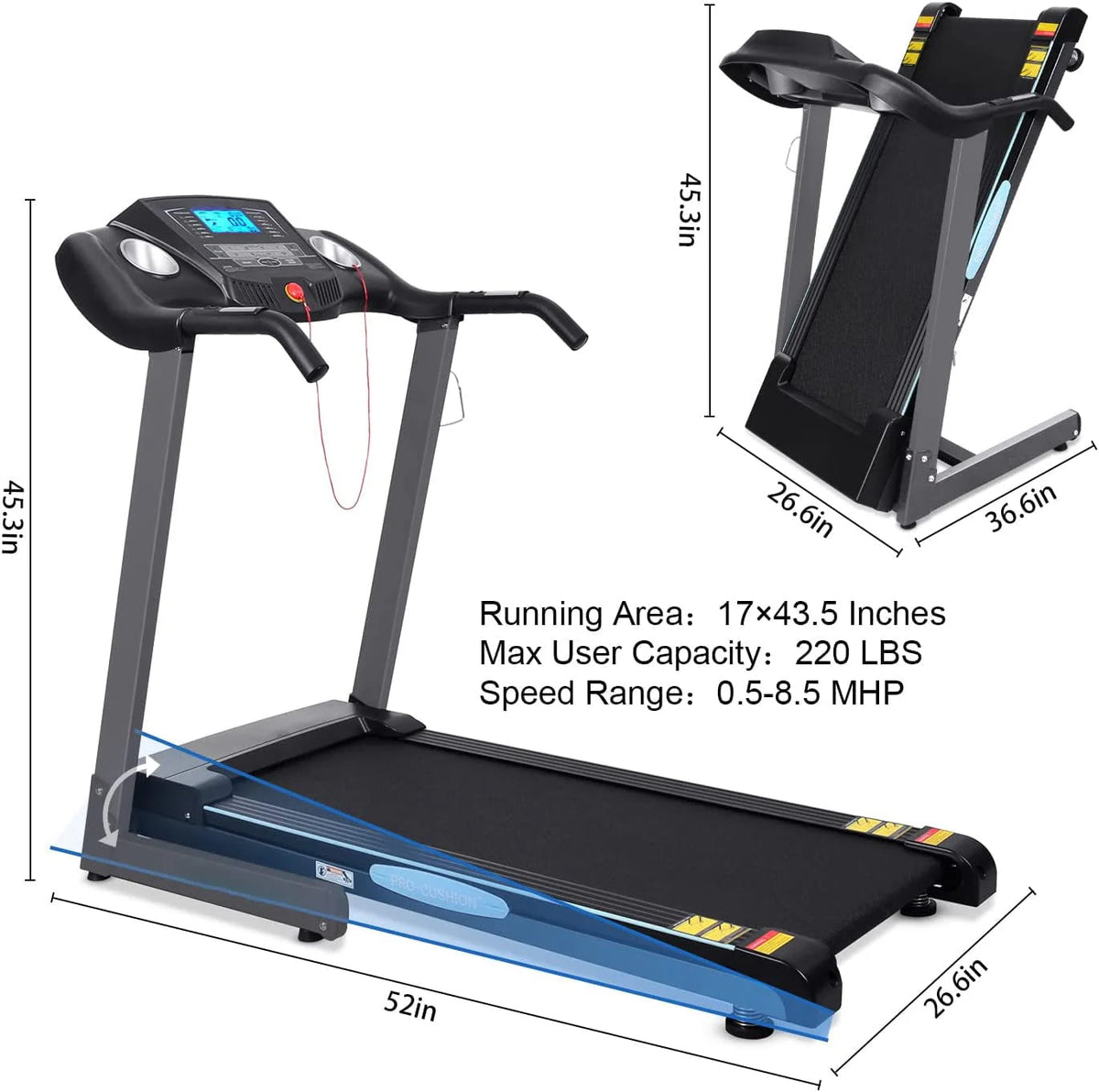 Folding Treadmill with 12-Level Automatic Incline G41945