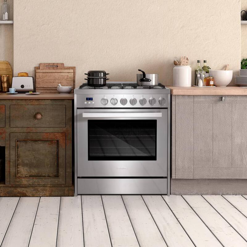 5 Burner Gas Range with Cast Iron Grates in Stainless Steel F681791