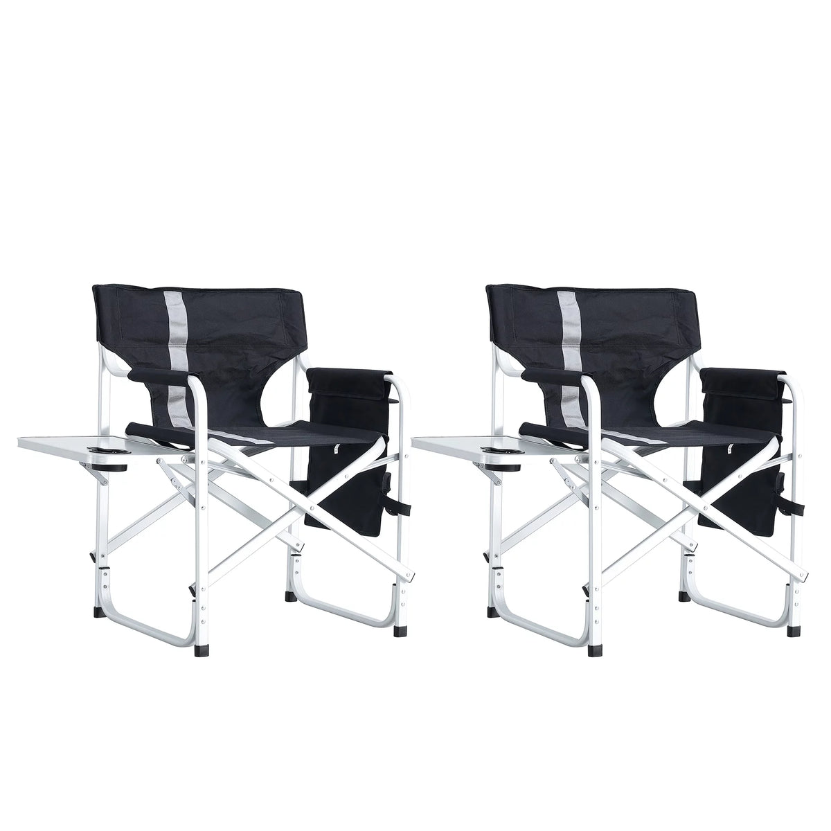 2-piece Padded Folding Oversized Chair with Side Table and Storage Pockets I326686