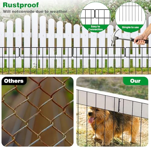 20Ft x 13Inch Animal Barrier, 14 Pack Decorative Garden Fence Panels, Rustproof Metal, No Dig Fence with Ground Stakes J9942