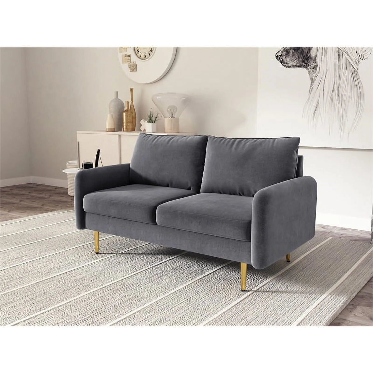 Velvet Living Room Sofa and Loveseat Set K71293