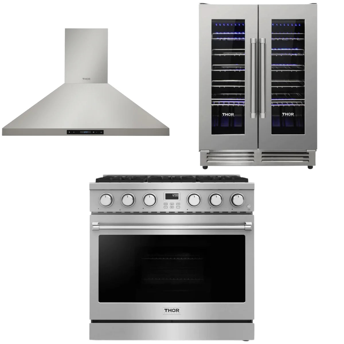 36 Gas Range, Range Hood and Wine Cooler E94720