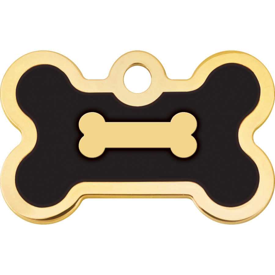 Small Bone Shape Pet ID Tag with Gold Detail X292