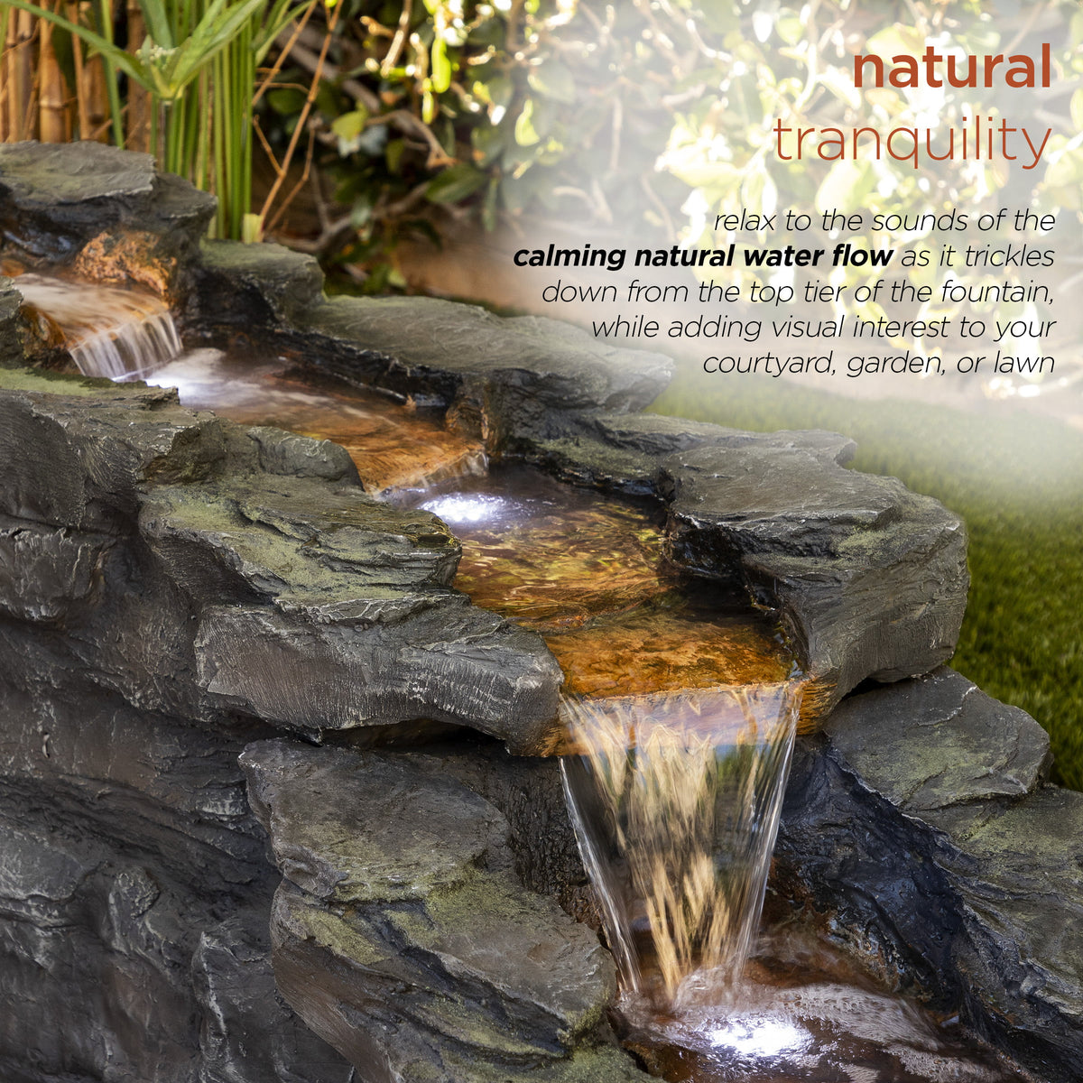 76" Outdoor Tiering Water Fountain with LED Lights Z683508